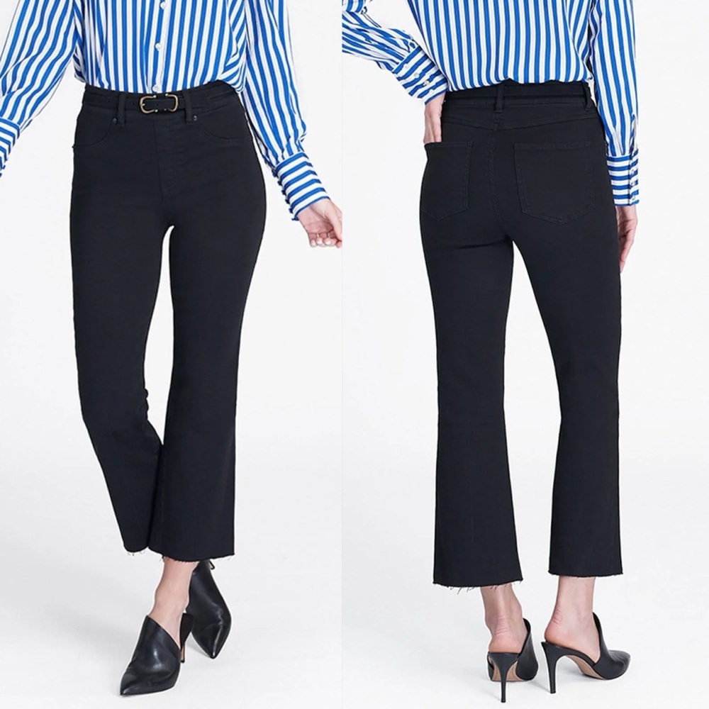 SPANX Women's Cropped Flare Raw Hem‎ Black Jeans